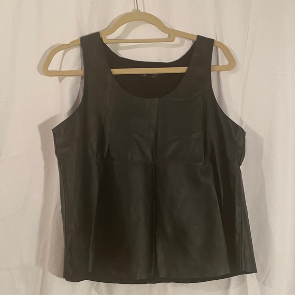 Topshop Tall Black Faux Leather Tank sz 8 - Picture 2 of 3